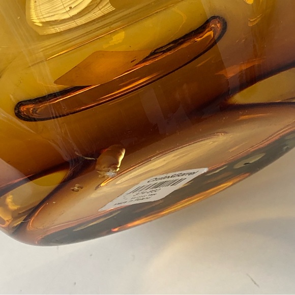 Large Crate & Barrel Amber Vase with circle indents 11x7 - Picture 8 of 12